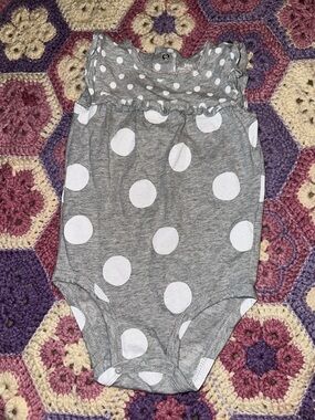 Carter's Gray Polka Dot Snap-Front Toddler Onesie with Pink Trim